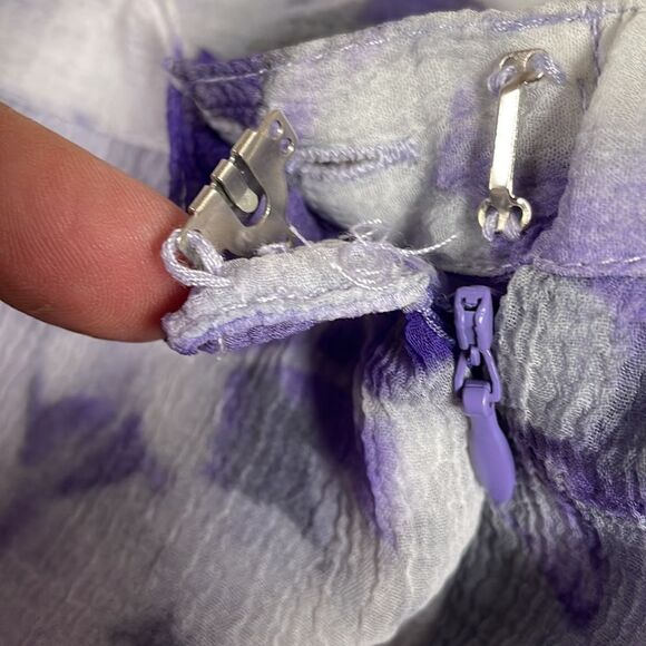 ALFRED DUNNER Ladies Midi Flowy Floral Ruffled Hem Skirt,10 Petite, Purple/white - Picture 7 of 7